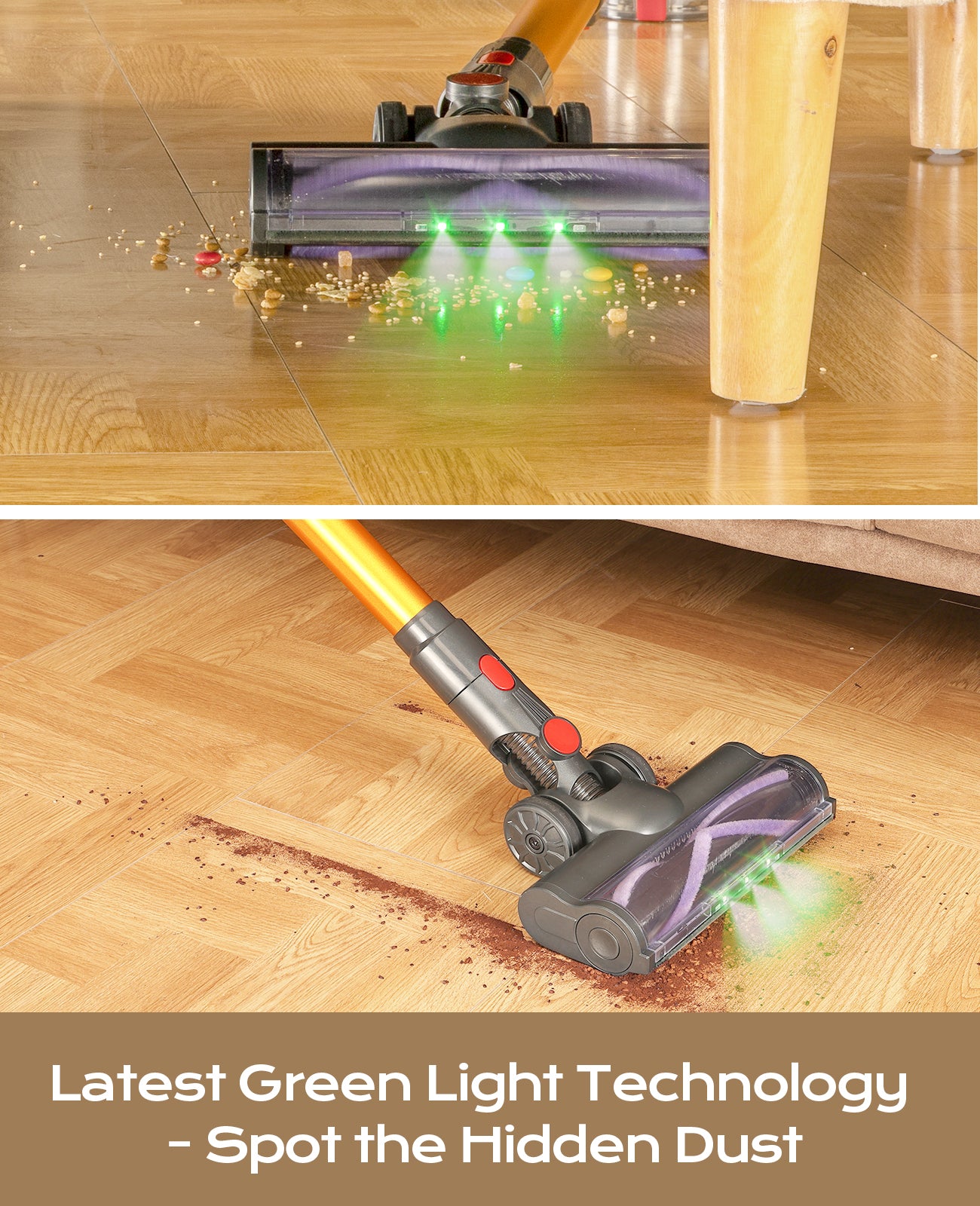 V15 Cordless Vacuum Cleaner, 45Mins Powerful Vacuum Cleaners for Home, Lightweight Stick Vacuum with Advanced Green Light Tech, Rechargeable Vacuum for Carpet,Pet Hair,Hardwood Floor