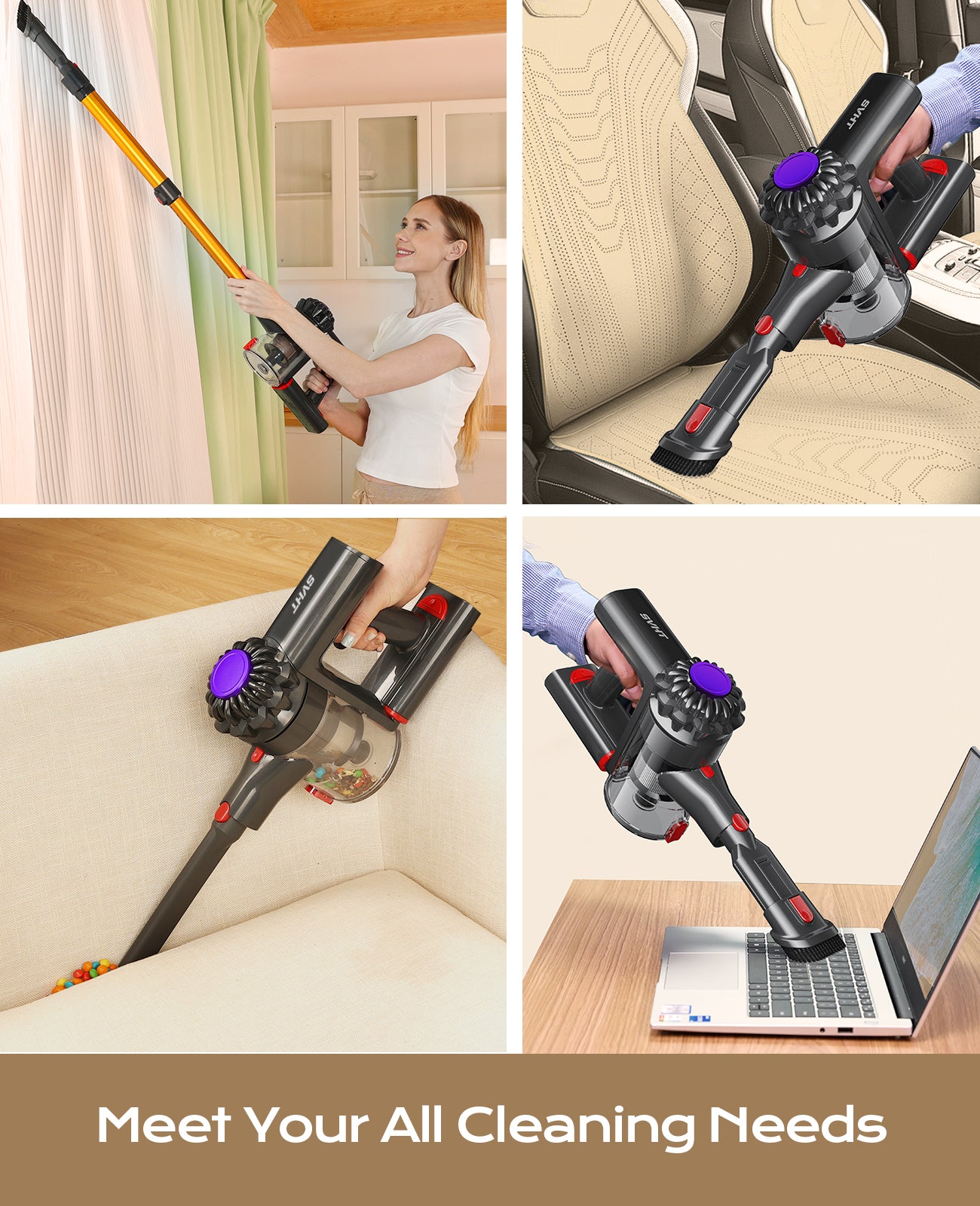 V15 Cordless Vacuum Cleaner, 45Mins Powerful Vacuum Cleaners for Home, Lightweight Stick Vacuum with Advanced Green Light Tech, Rechargeable Vacuum for Carpet,Pet Hair,Hardwood Floor