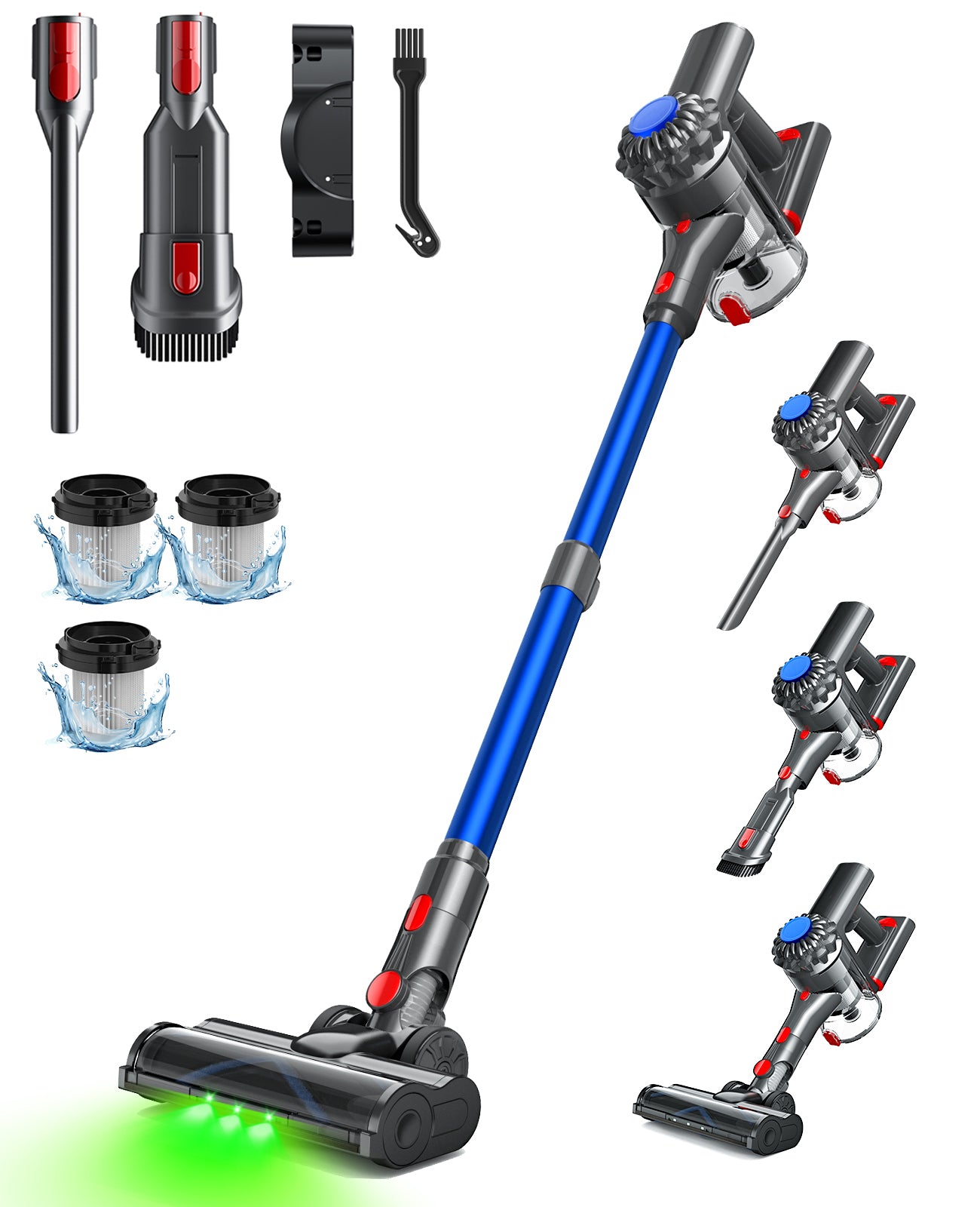 V15 Cordless Vacuum Cleaner, 45Mins Powerful Vacuum Cleaners for Home, Lightweight Stick Vacuum with Advanced Green Light Tech, Rechargeable Vacuum for Carpet,Pet Hair,Hardwood Floor