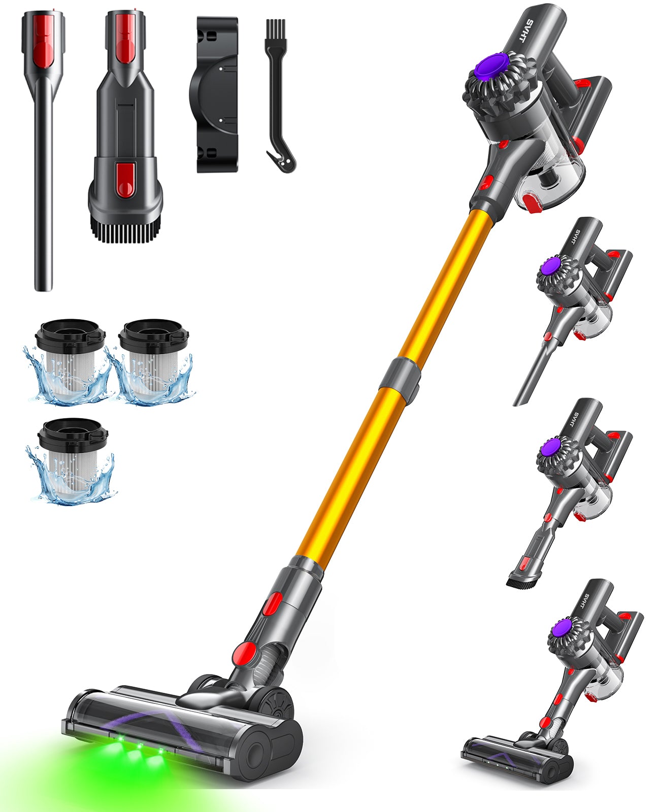 V15 Cordless Vacuum Cleaner, 45Mins Powerful Vacuum Cleaners for Home, Lightweight Stick Vacuum with Advanced Green Light Tech, Rechargeable Vacuum for Carpet,Pet Hair,Hardwood Floor