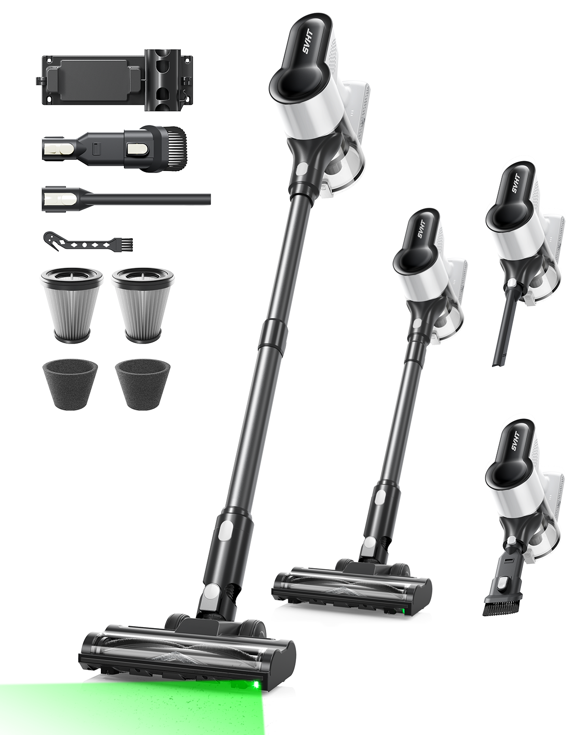 Cordless Vacuum Cleaner, 500W 45KPA 50Mins Stick Vacuum Cleaners for Home with LED Light, Self-Standing, Anti-Tangle Brush & 1.6L Dust Cup, Lightweight Vacuum for Pet Hair, Carpets, Hard Floors