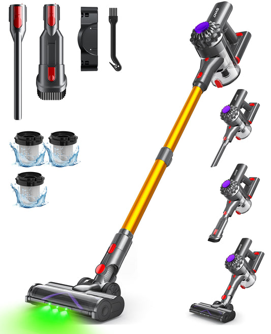 V15 Cordless Vacuum Cleaner, 45Mins Powerful Vacuum Cleaners for Home, Lightweight Stick Vacuum with Advanced Green Light Tech, Rechargeable Vacuum for Carpet,Pet Hair,Hardwood Floor